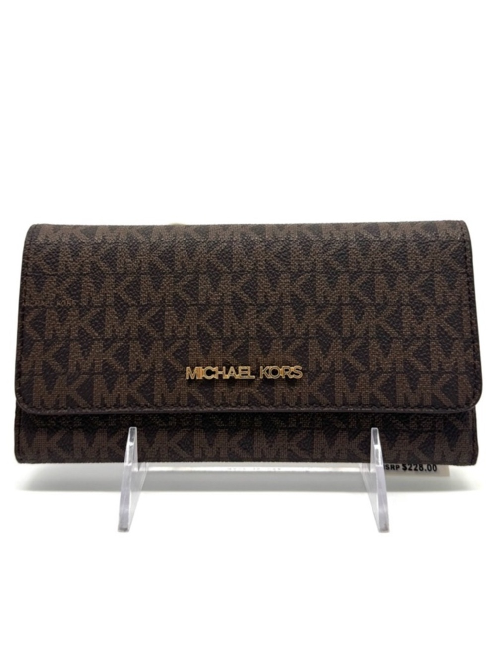 Michael Kors Large Trifold Wallet Brown Signature